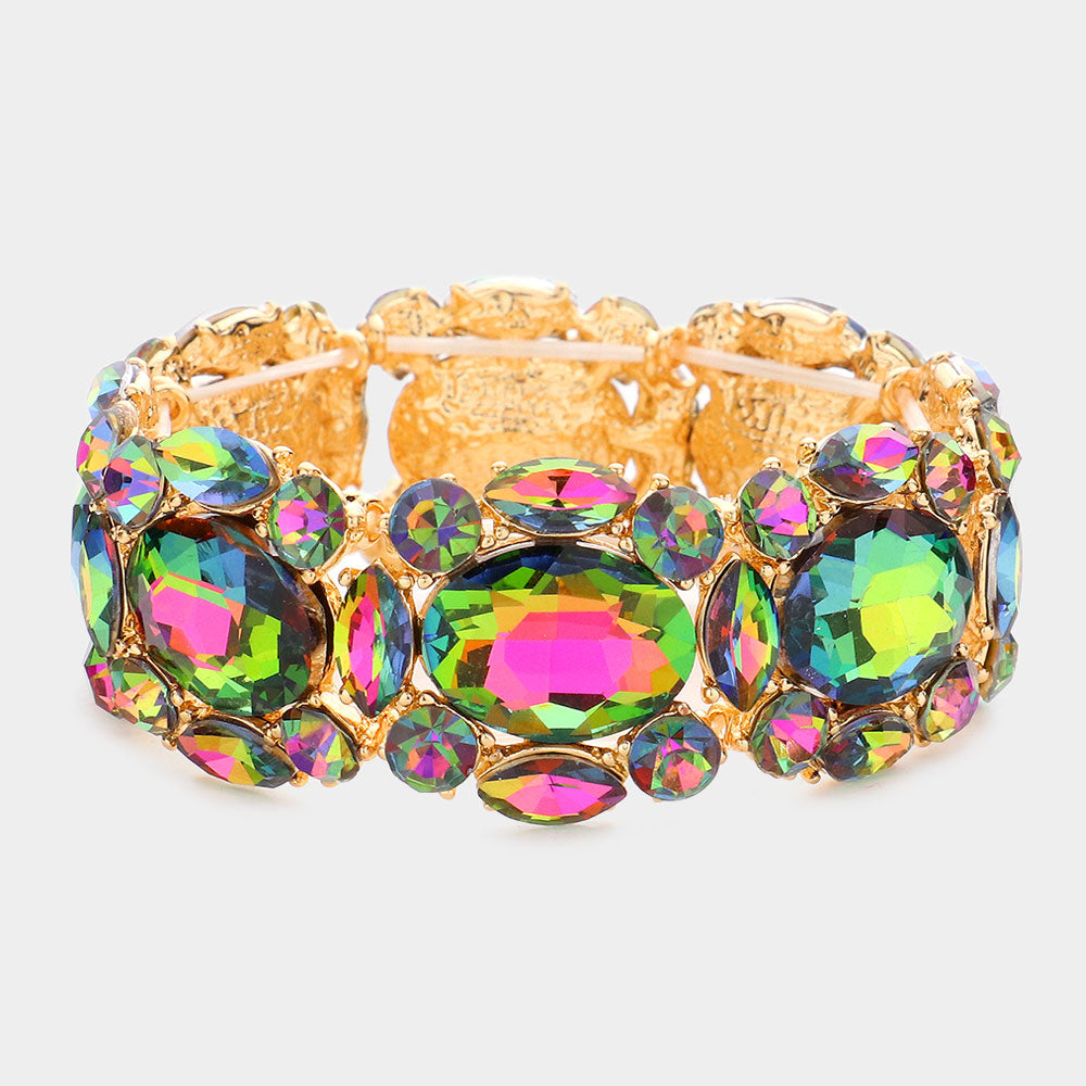 Madeline Love Vitrail Medium Oval Stone Accented Stretch Evening Bracelet - Bracelets