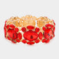 Madeline Love Gold, Red Oval Stone Accented Stretch Evening Bracelet - Bracelets