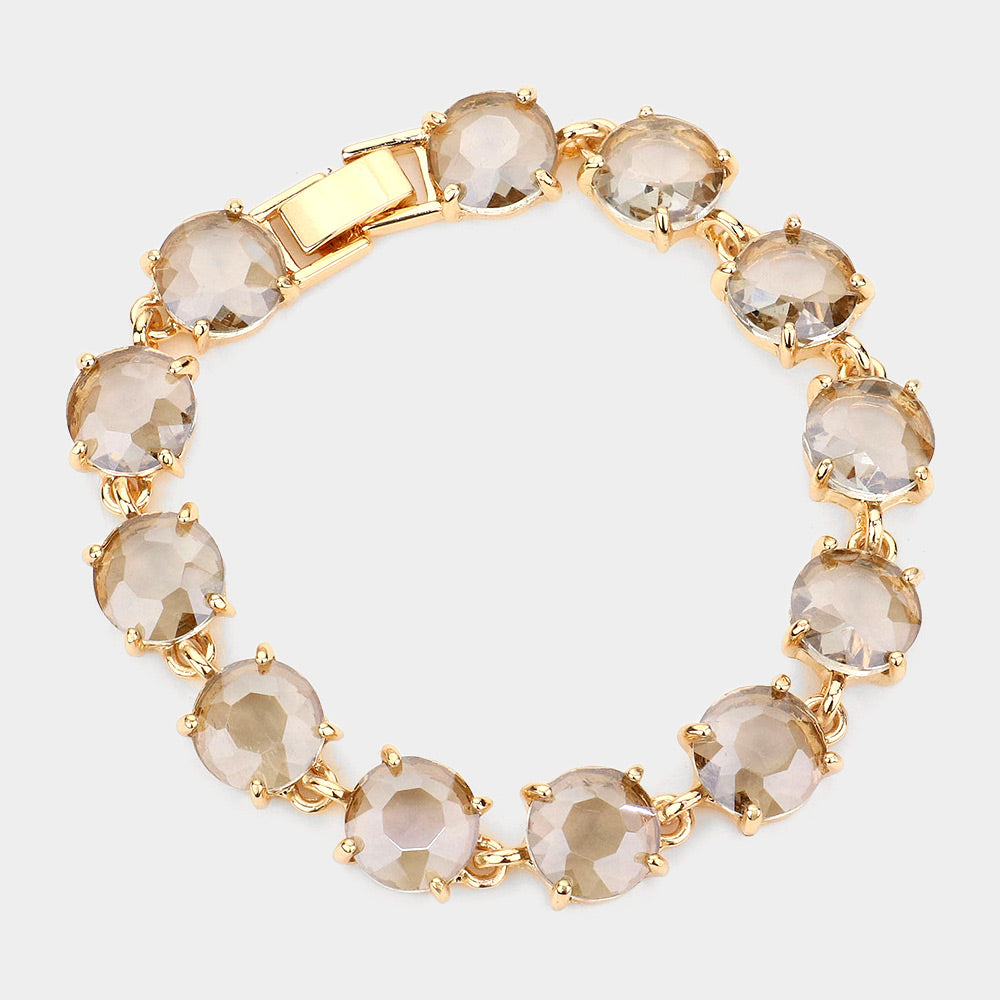 Madeline Love Black Diamond Round Stone Link Evening Bracelet