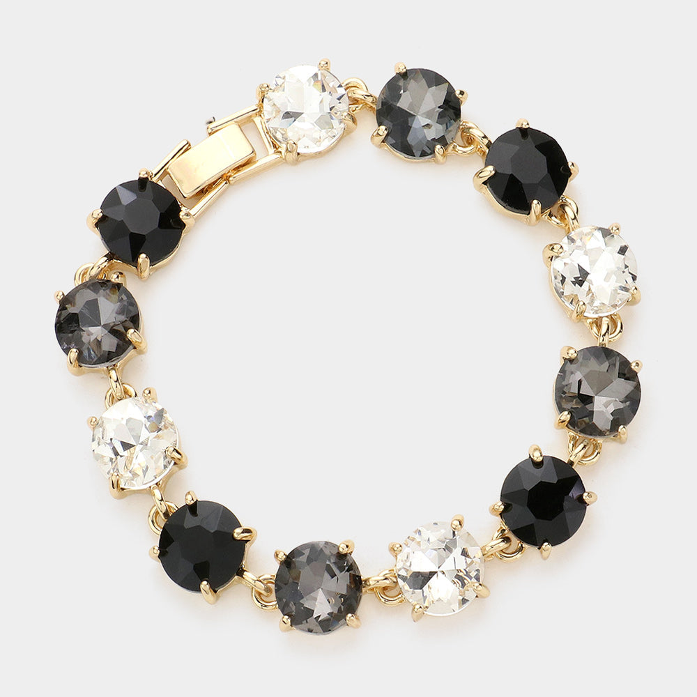 Madeline Love Black, Multi Round Stone Link Evening Bracelet