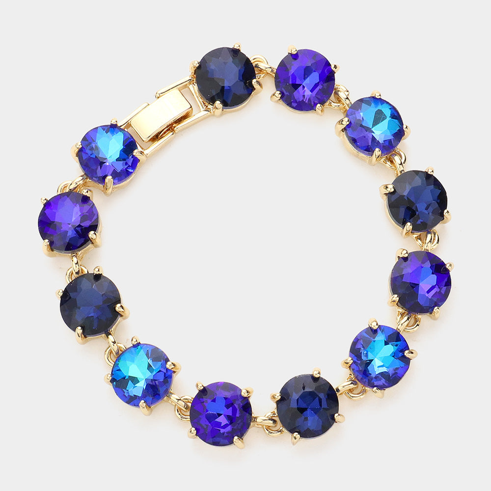 Madeline Love Blue Round Stone Link Evening Bracelet