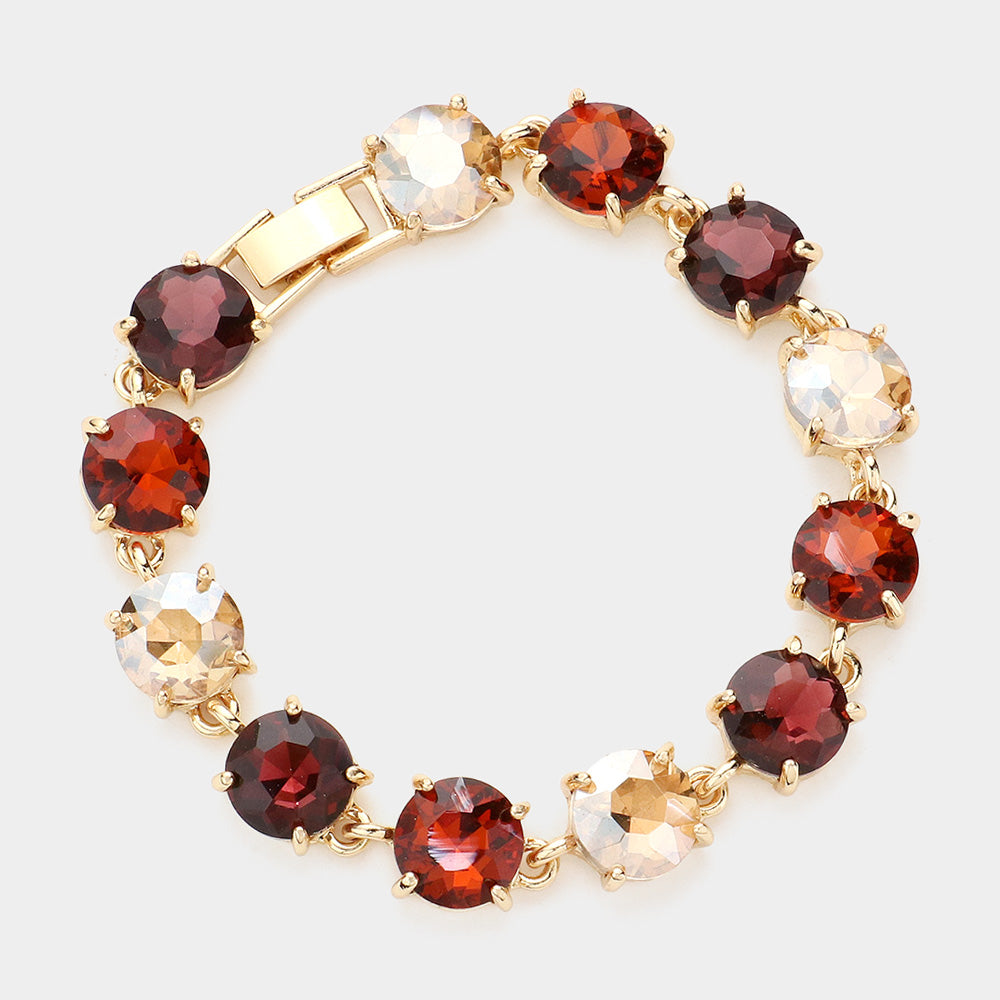 Madeline Love Brown Round Stone Link Evening Bracelet