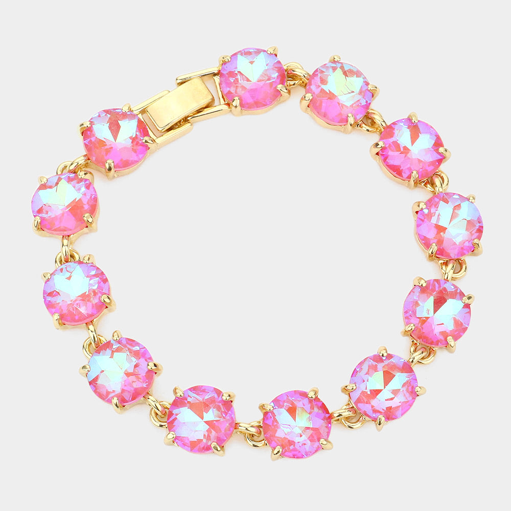 Madeline Love AB, Coral Round Stone Link Evening Bracelet