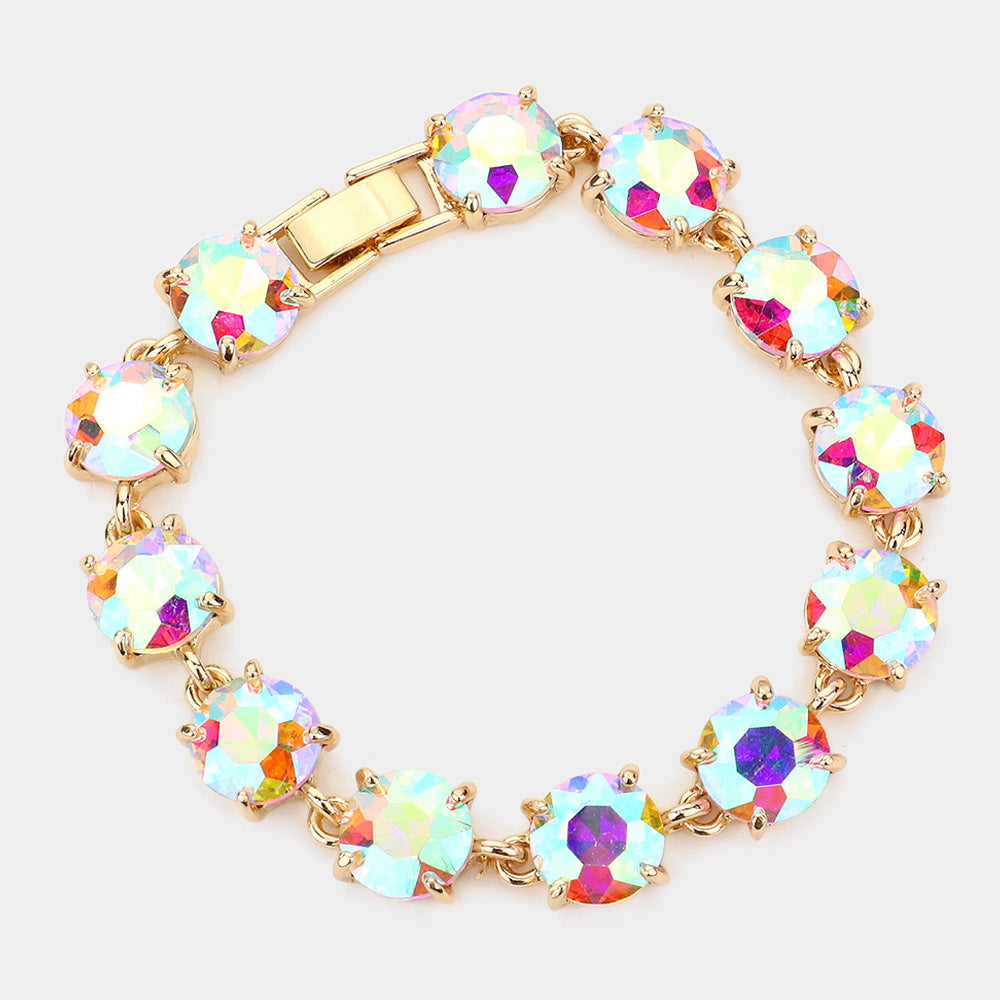 Madeline Love AB, Gold Round Stone Link Evening Bracelet