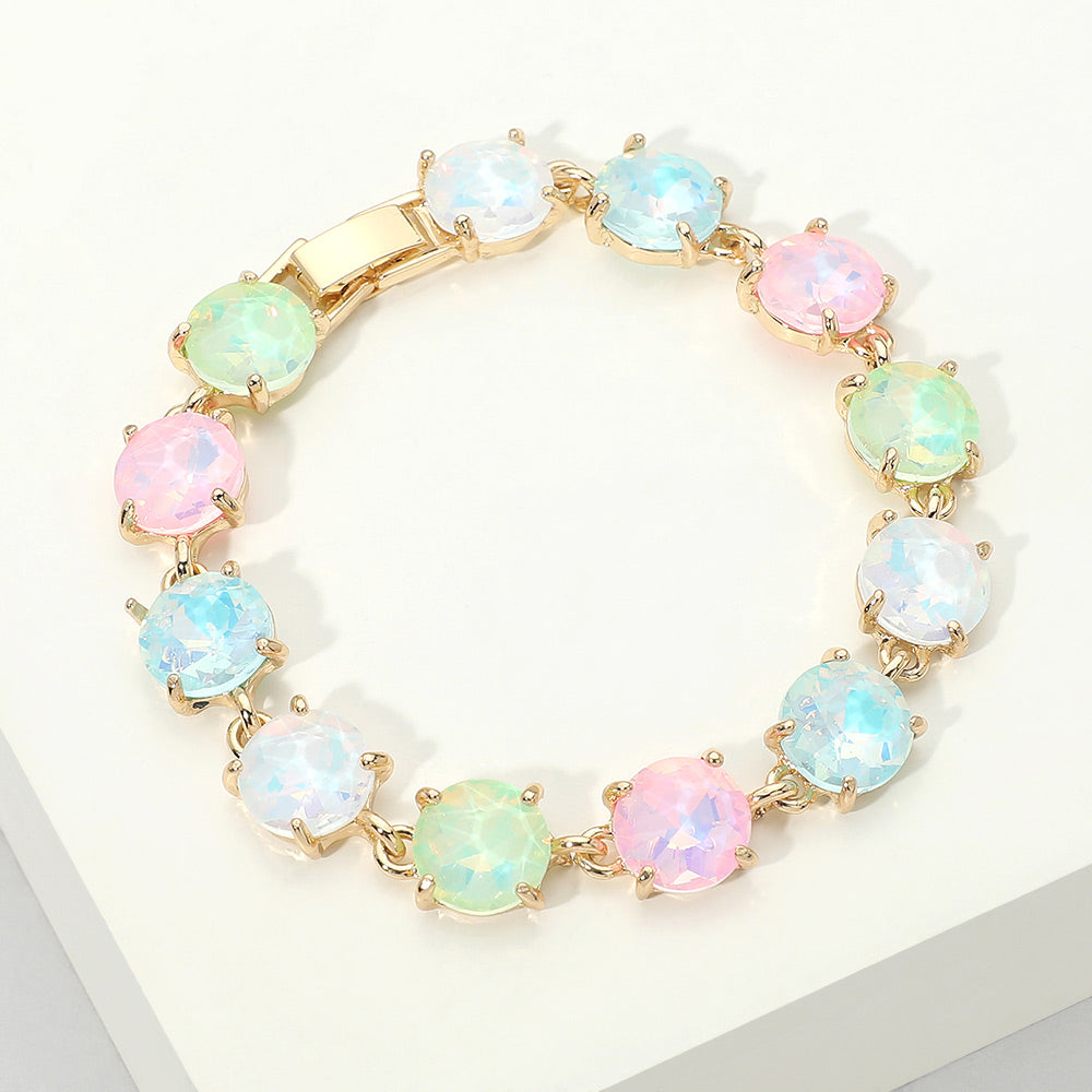 Madeline Love Multi, Opal Round Stone Link Evening Bracelet