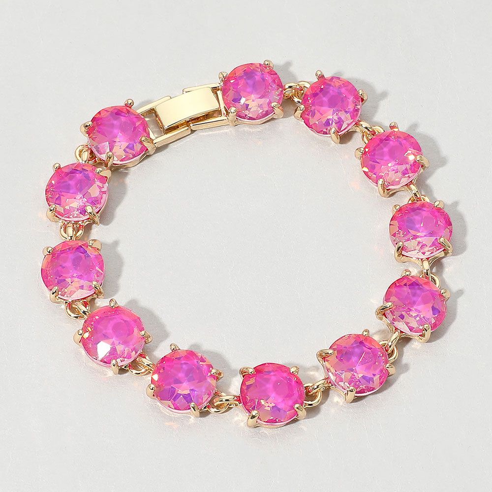 Madeline Love Plum Round Stone Link Evening Bracelet