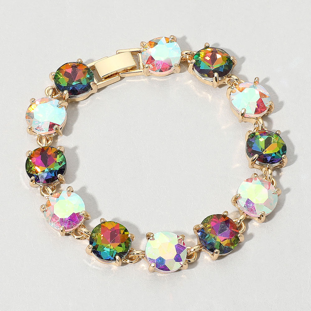 Madeline Love AB, Vitrail Medium Round Stone Link Evening Bracelet