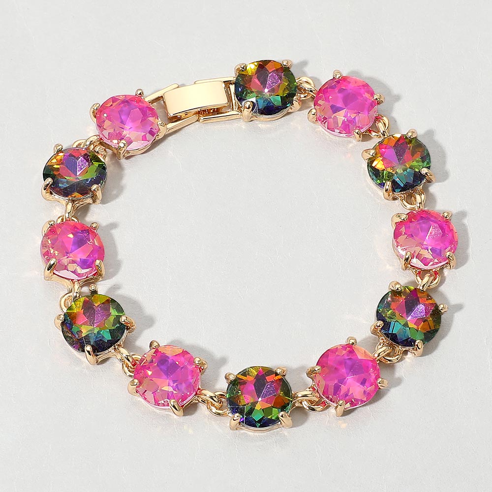 Madeline Love Plum, Vitrail Medium Round Stone Link Evening Bracelet