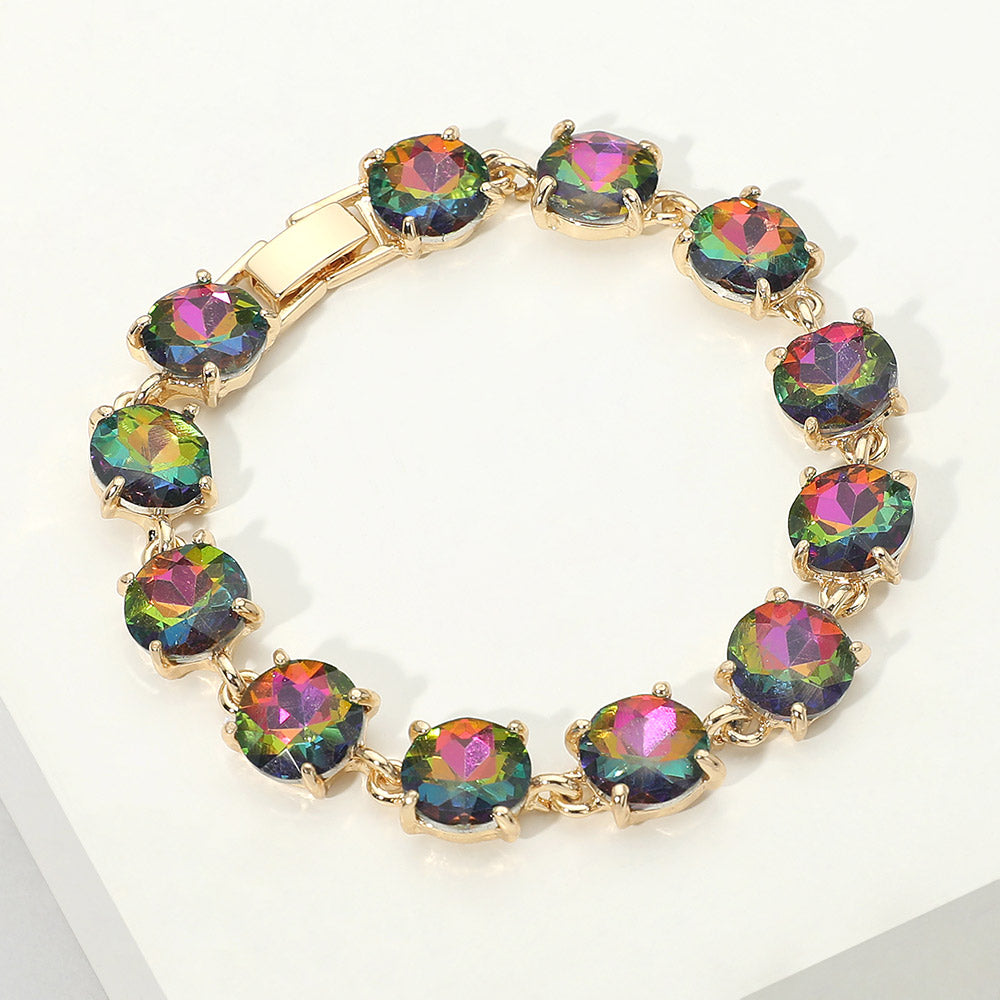 Madeline Love Vitrail Medium Round Stone Link Evening Bracelet