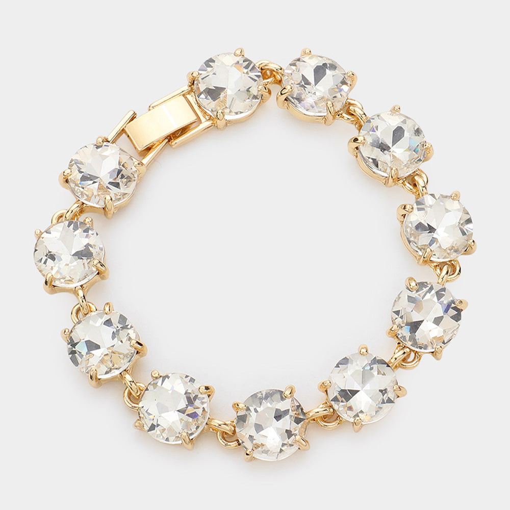 Madeline Love Gold Round Stone Link Evening Bracelet