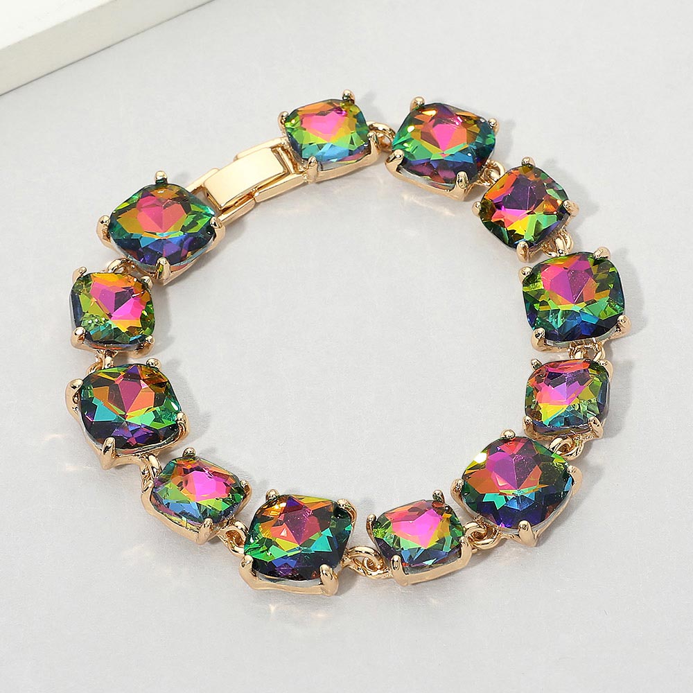 Madeline Love Vitrail Medium Cushion Square Stone Link Evening Bracelet