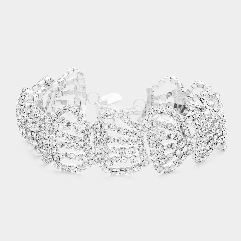 Madeline Love Clear, Silver Rhinestone Pave Evening Bracelet