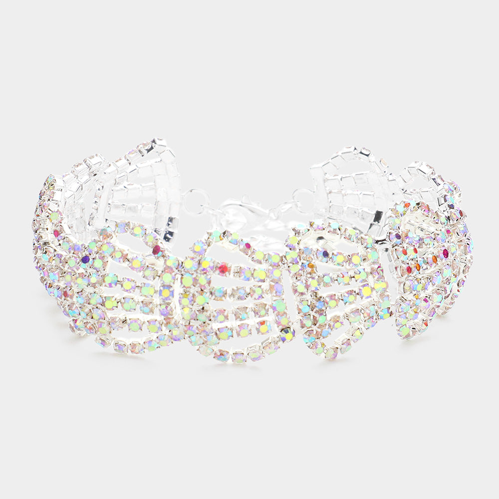 Madeline Love AB, Silver Rhinestone Pave Evening Bracelet