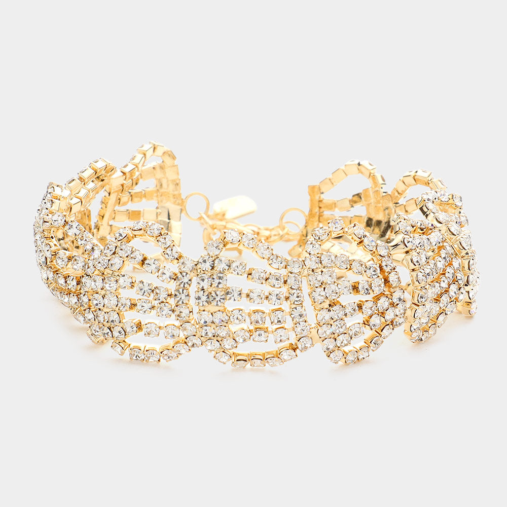 Madeline Love Clear, Gold Rhinestone Pave Evening Bracelet