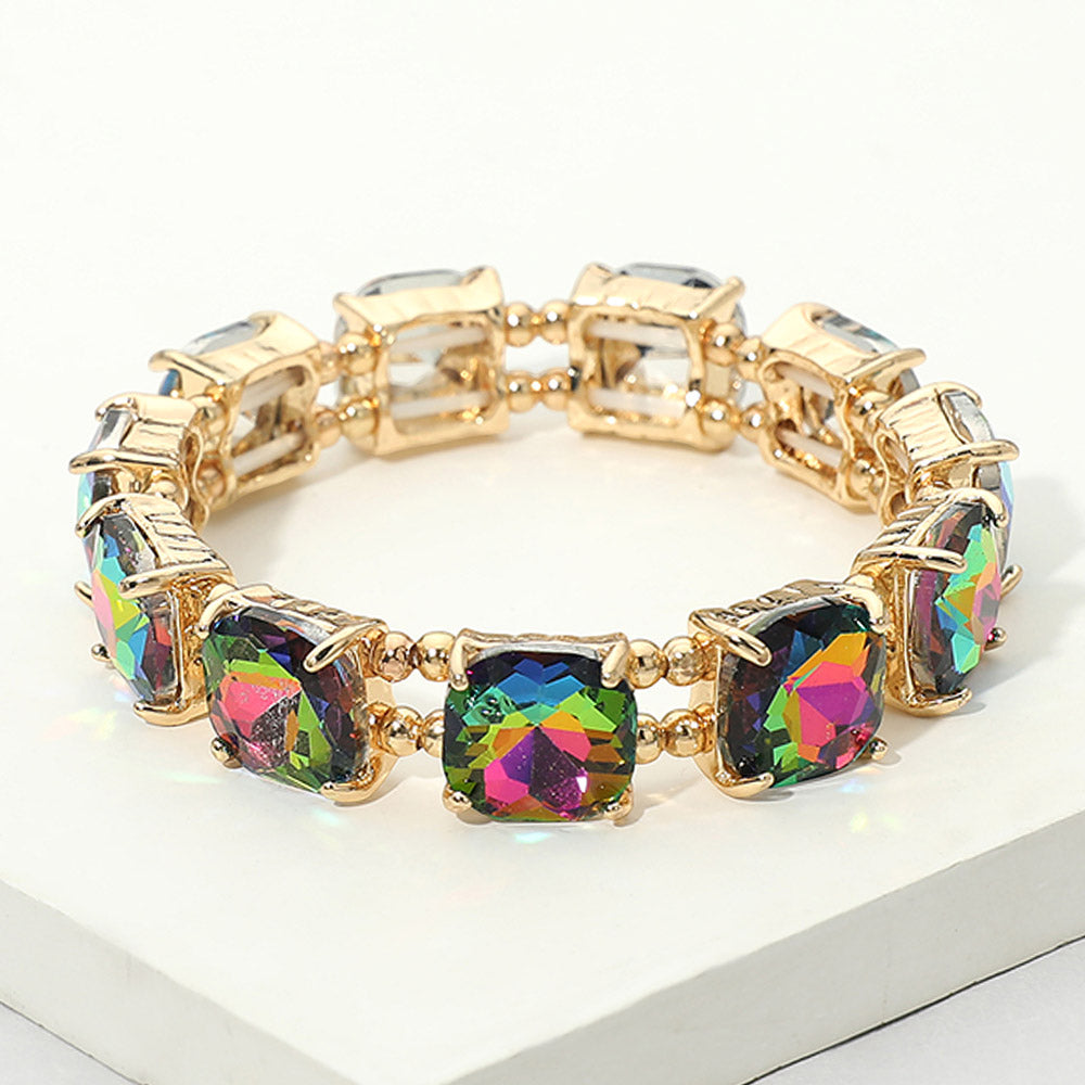 Madeline Love Vitrail Medium Cushion Square Stone Stretch Evening Bracelet