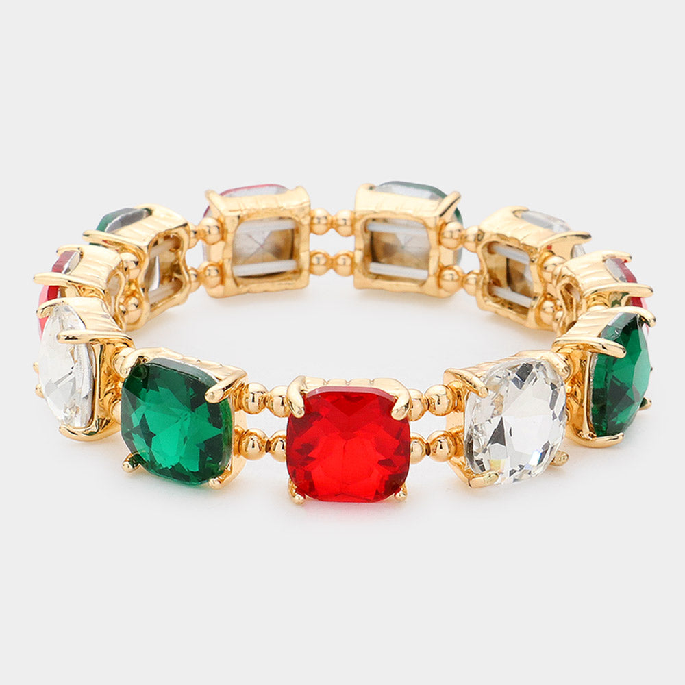 Madeline Love Multi Cushion Square Stone Stretch Evening Bracelet