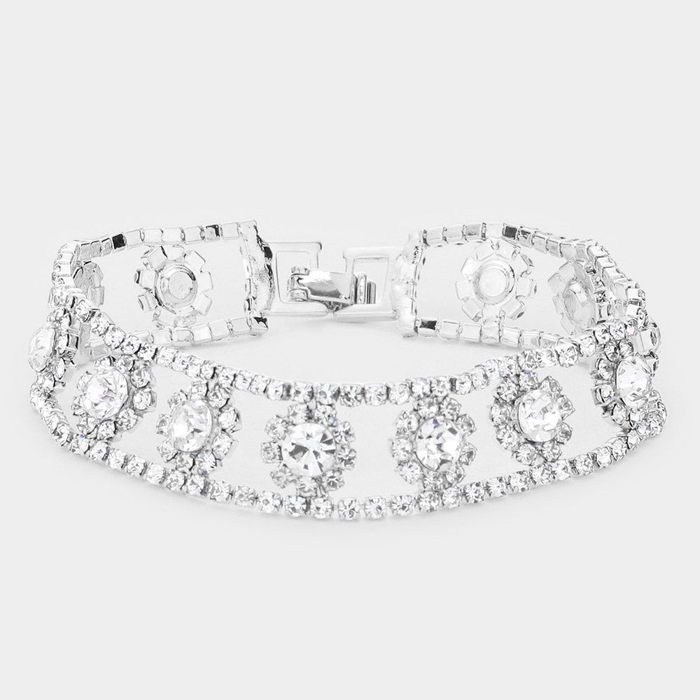 Madeline Love AB, Silver Crystal Rhinestone Evening Bracelet