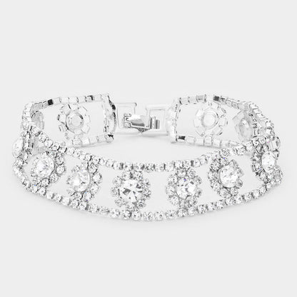 Madeline Love AB, Silver Crystal Rhinestone Evening Bracelet