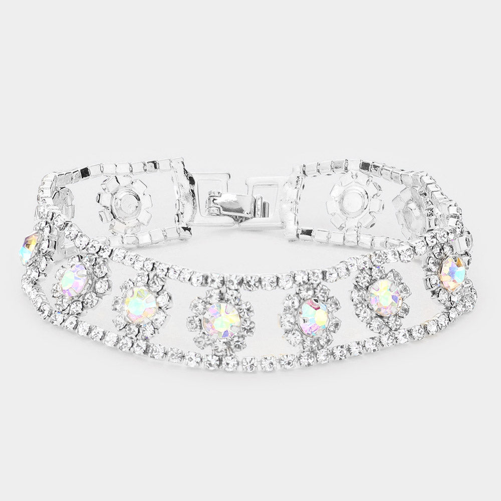 Madeline Love Silver Crystal Rhinestone Evening Bracelet