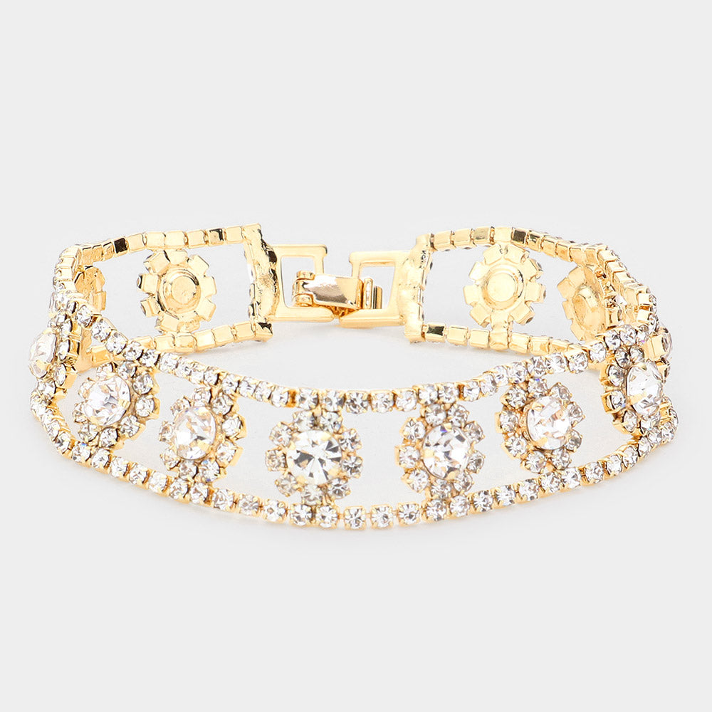 Madeline Love AB, Gold Crystal Rhinestone Evening Bracelet