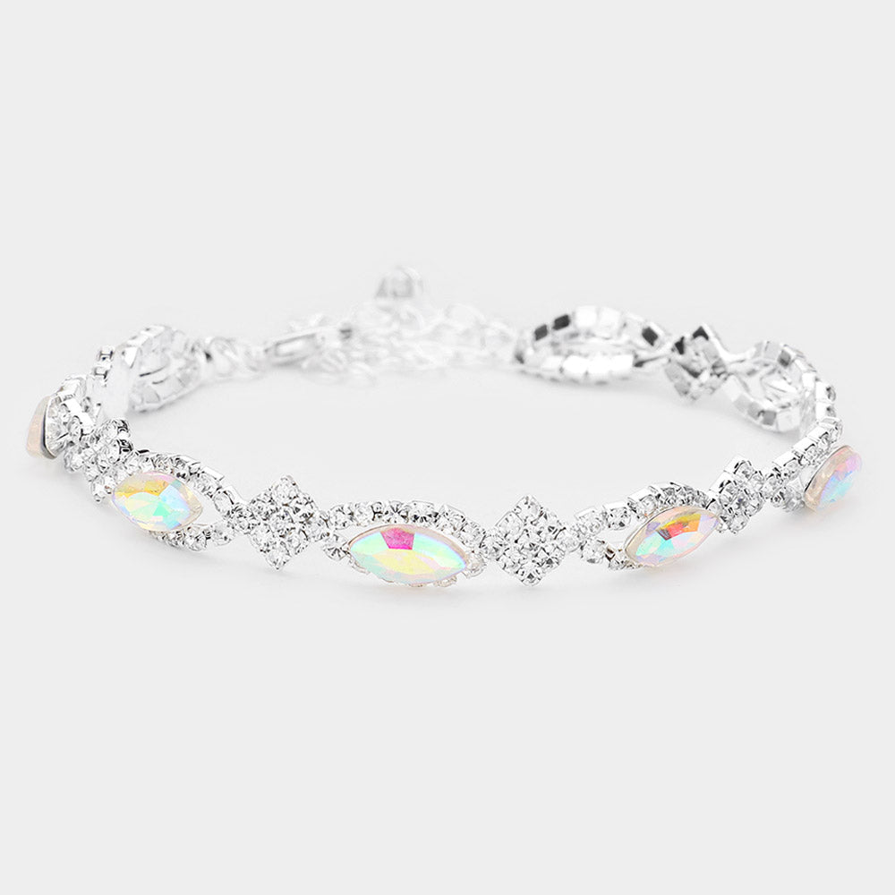Madeline Love AB Crystal Glass Marquise Evening Bracelet