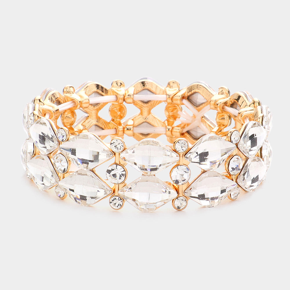 Madeline Love Gold Stone Cluster Evening Stretch Bracelet - Bracelets