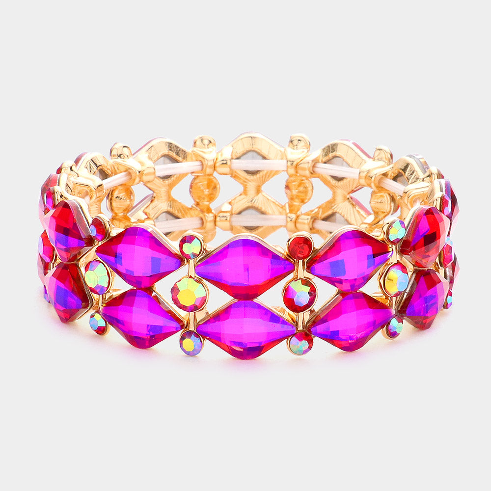 Madeline Love Purple Stone Cluster Evening Stretch Bracelet - Bracelets