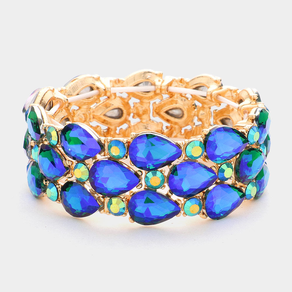 Madeline Love Blue Teardrop Stone Accented Stretch Evening Bracelet - Bracelets