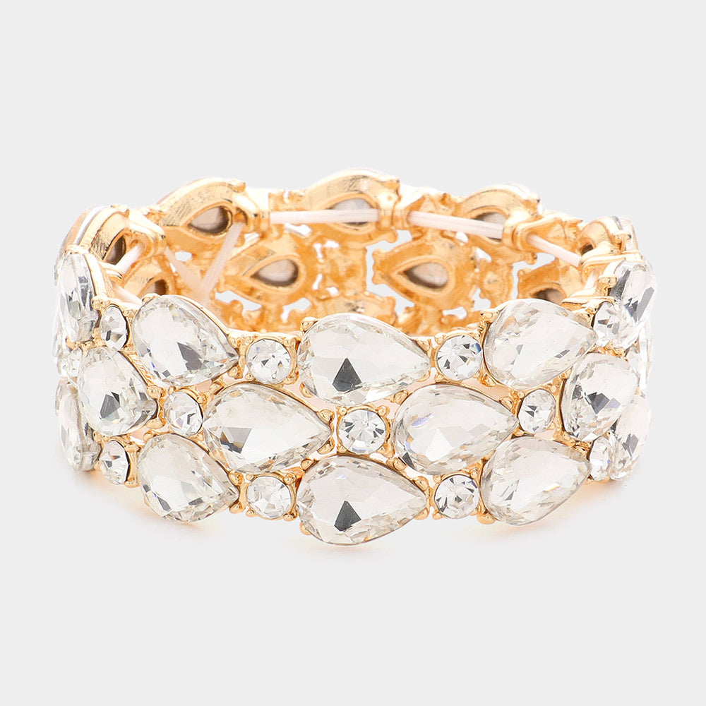 Madeline Love Gold Teardrop Stone Accented Stretch Evening Bracelet - Bracelets
