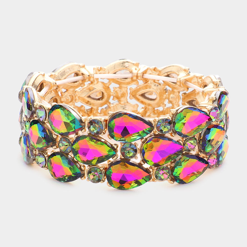 Madeline Love Vitrail Medium Teardrop Stone Accented Stretch Evening Bracelet - Bracelets