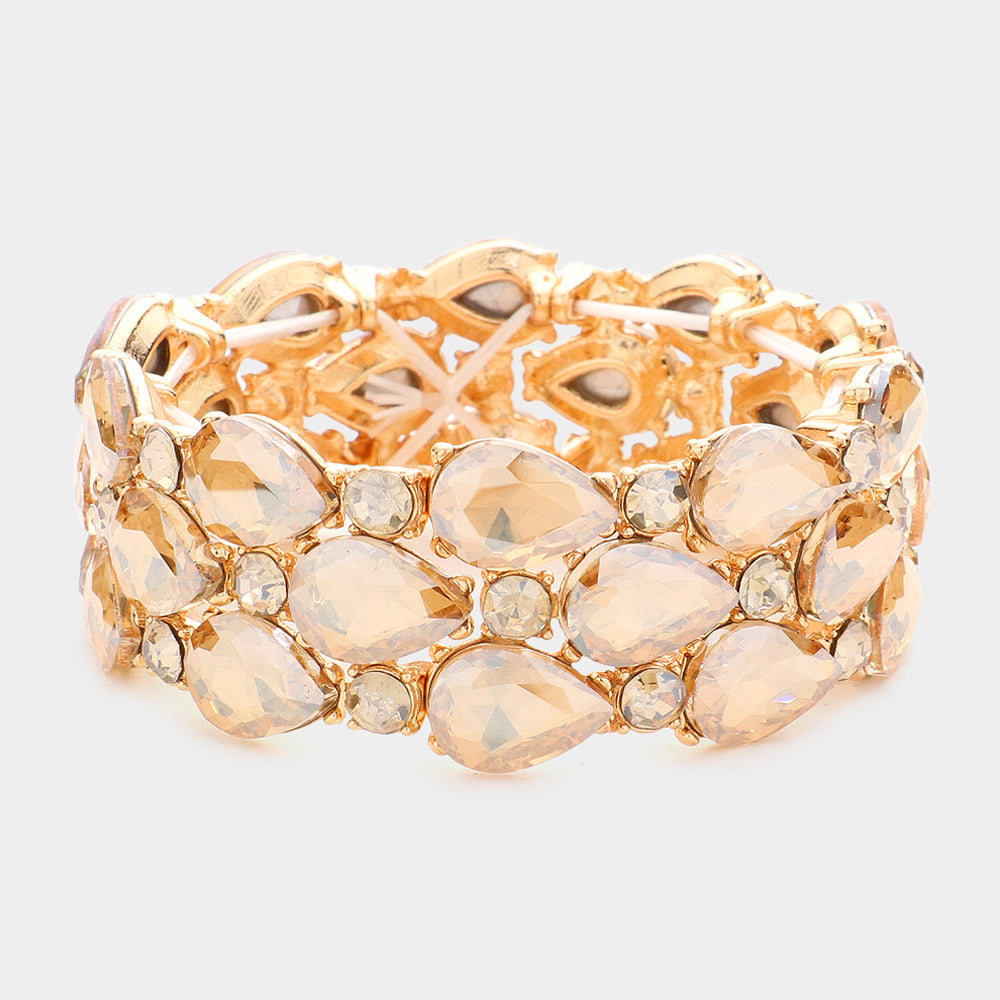 Madeline Love Lt Col Topaz Teardrop Stone Accented Stretch Evening Bracelet - Bracelets