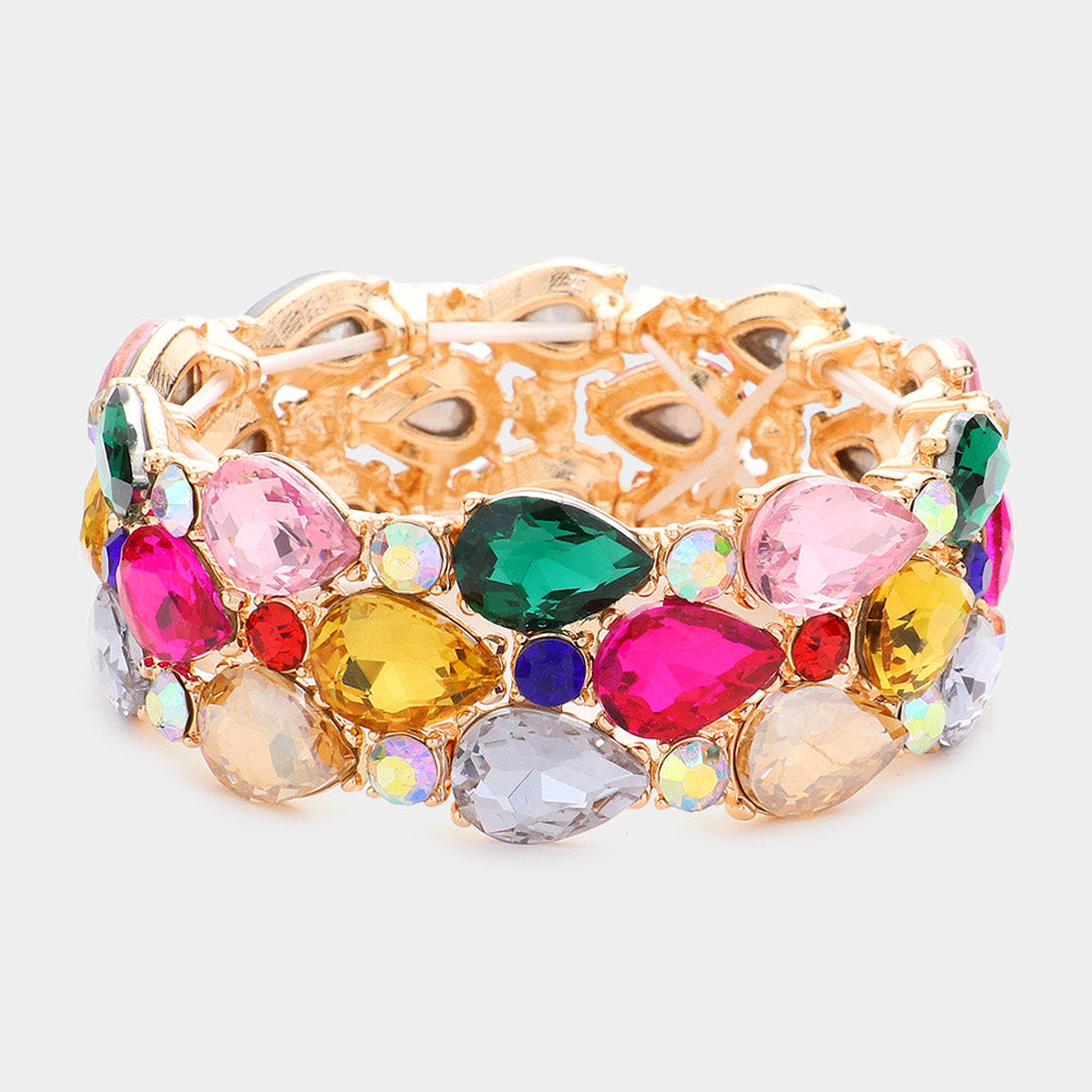 Madeline Love Multi Teardrop Stone Accented Stretch Evening Bracelet - Bracelets