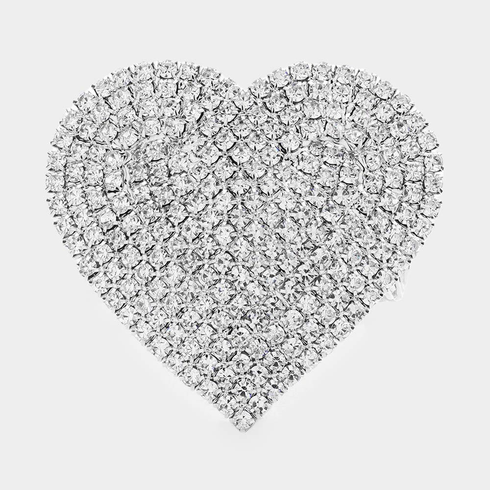 Rhinestone Pave Heart Adjustable Evening Bracelet