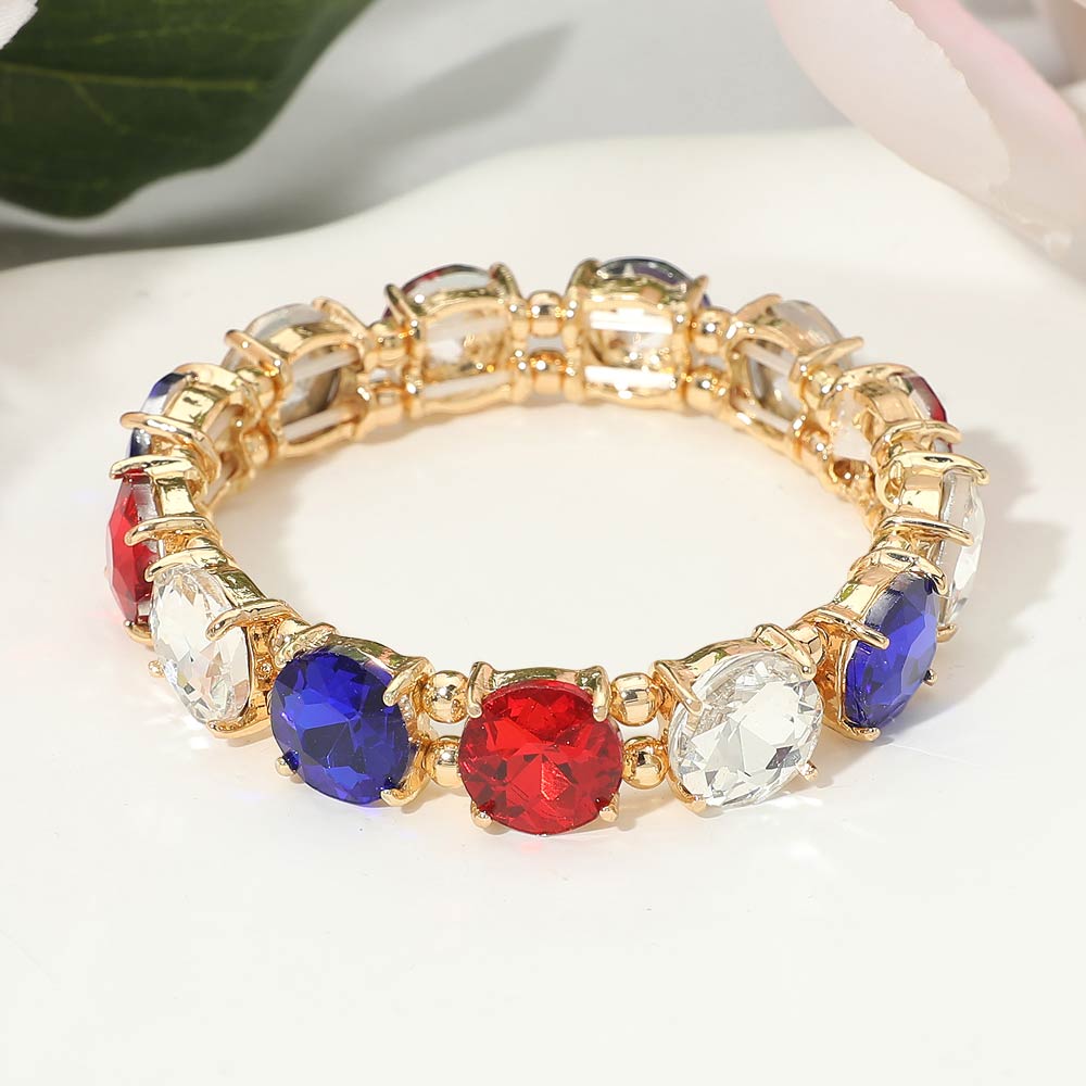 Madeline Love Multi Round Stone Cluster Beaded Stretch Evening Bracelet - Bracelets