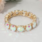 Madeline Love AB, Gold Round Stone Cluster Beaded Stretch Evening Bracelet - Bracelets