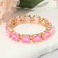 Madeline Love AB, Fuchsia, Neon Round Stone Cluster Beaded Stretch Evening Bracelet - Bracelets
