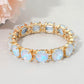 Madeline Love Blue, Light, Opal Round Stone Cluster Beaded Stretch Evening Bracelet - Bracelets