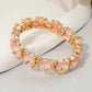 Madeline Love AB, Pink Round Stone Cluster Beaded Stretch Evening Bracelet - Bracelets