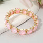 Madeline Love Opal, Pink Round Stone Cluster Beaded Stretch Evening Bracelet - Bracelets