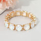 Madeline Love Opal, White Round Stone Cluster Beaded Stretch Evening Bracelet - Bracelets