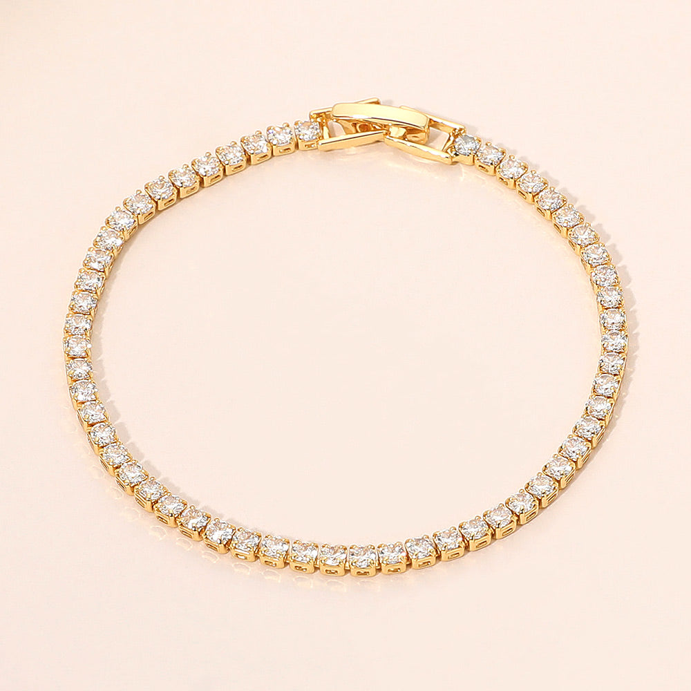 Madeline Love Clear, Gold 18K Gold Dipped Elegant Tennis Chain Bracelet