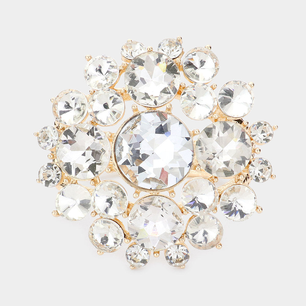 Madeline Love Gold Glass Crystal Floral Hinged Evening Bracelet
