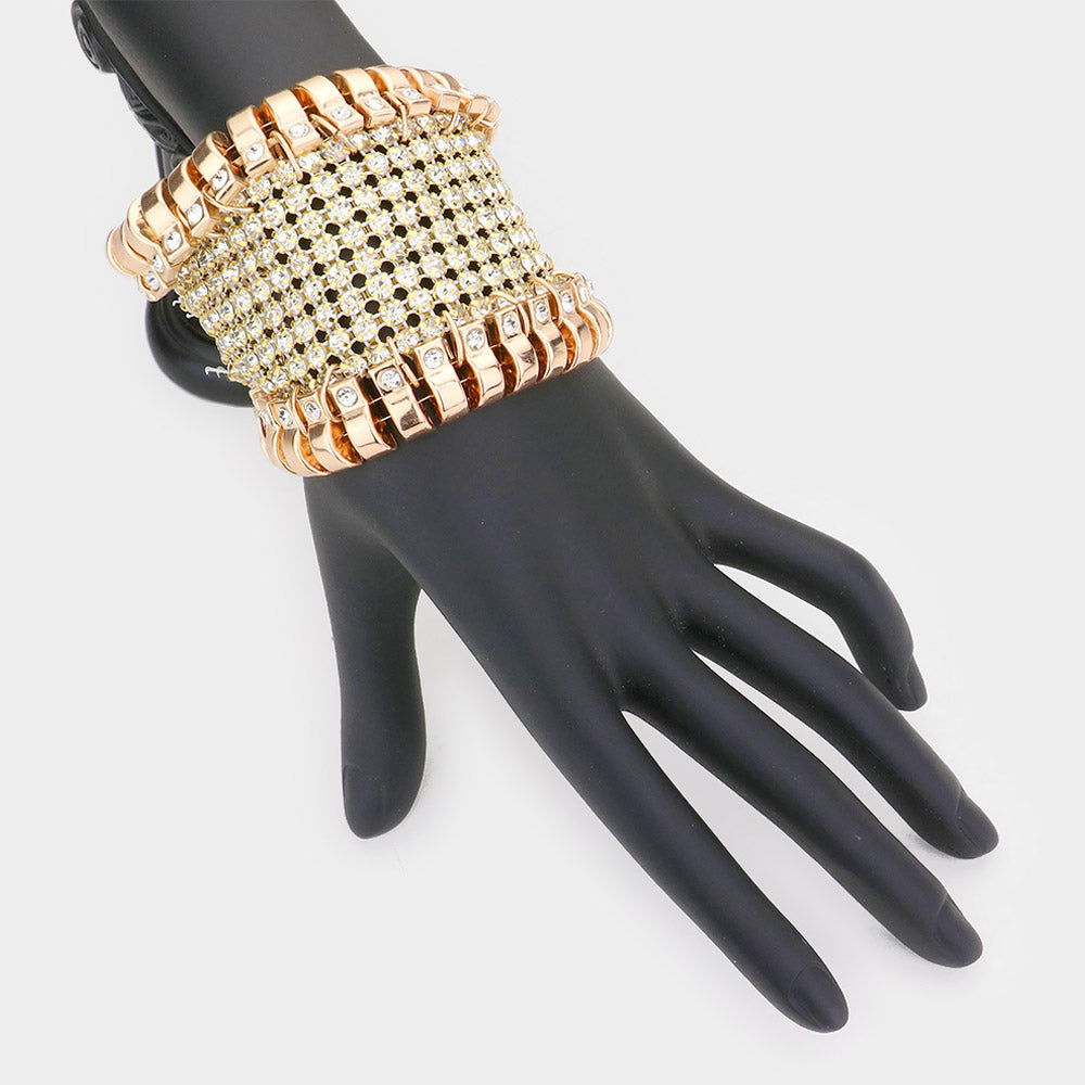 Madeline Love Gold Rhinestone Embellished Evening Bracelet - Bracelets