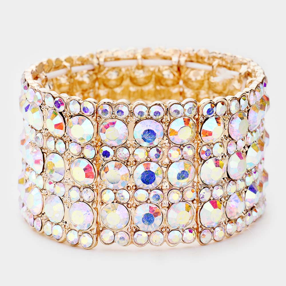Madeline Love AB, Gold Rhinestone Crystal Stretch Evening Bracelet