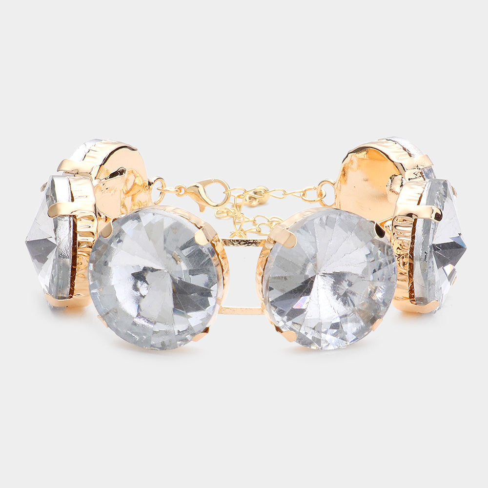 Madeline Love Gold Round Stone Evening Bracelet - Bracelets