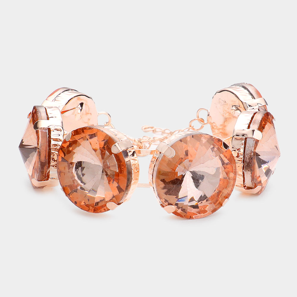 Madeline Love Peach Round Stone Evening Bracelet - Bracelets