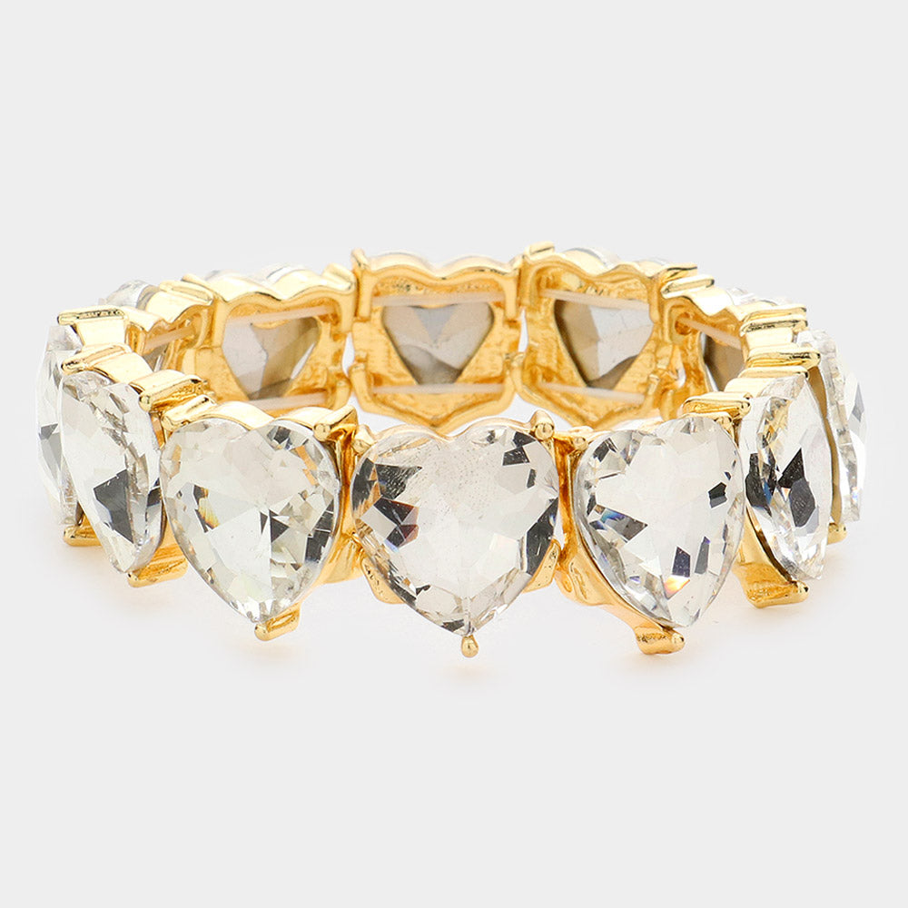 Madeline Love Gold Heart Stone Stretch Evening Bracelet