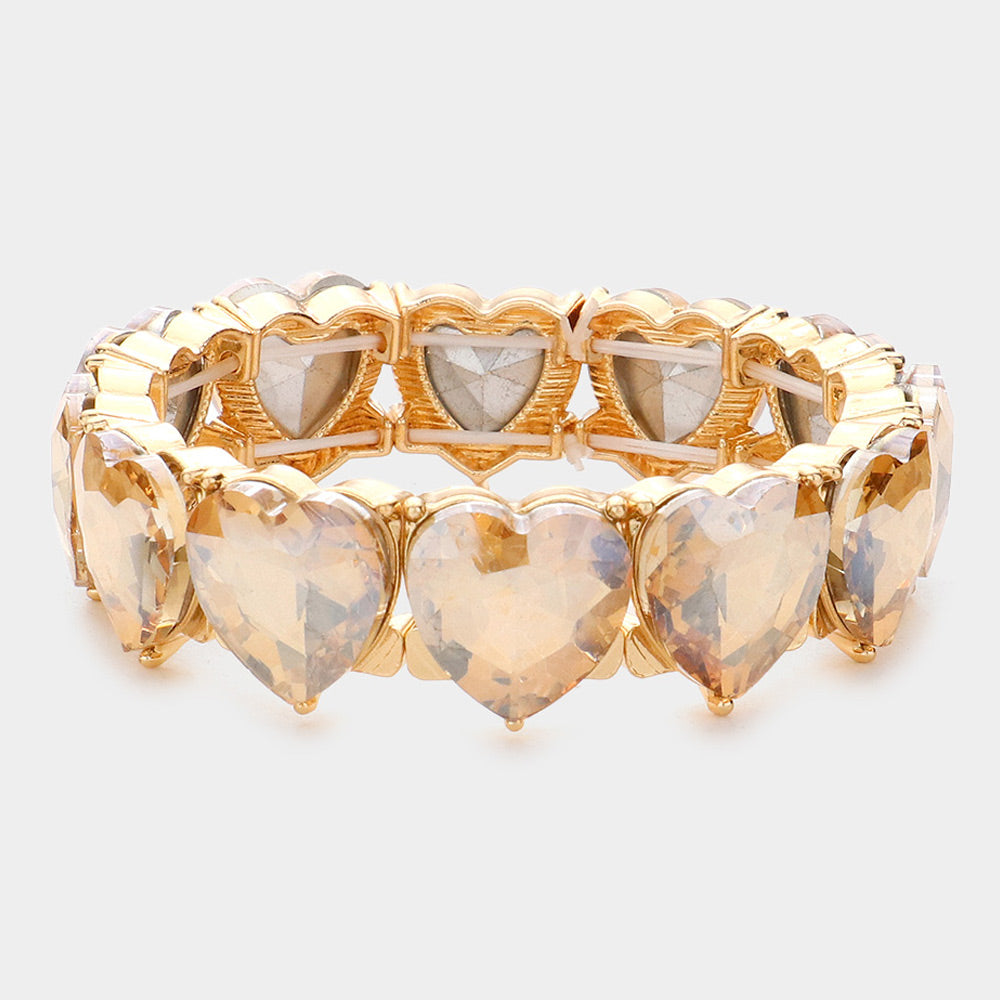Madeline Love Lt Col Topaz Heart Stone Stretch Evening Bracelet