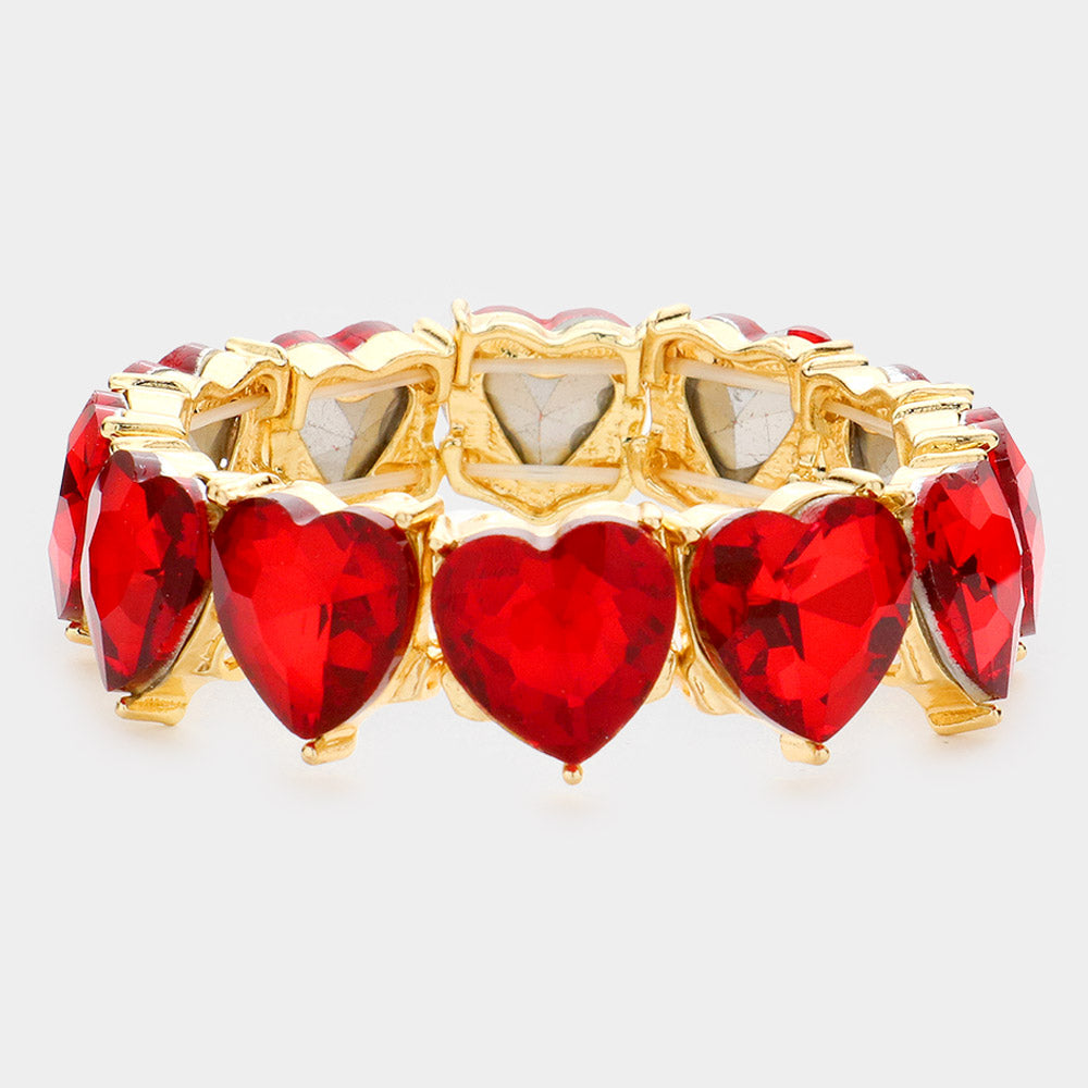 Madeline Love Siam Heart Stone Stretch Evening Bracelet