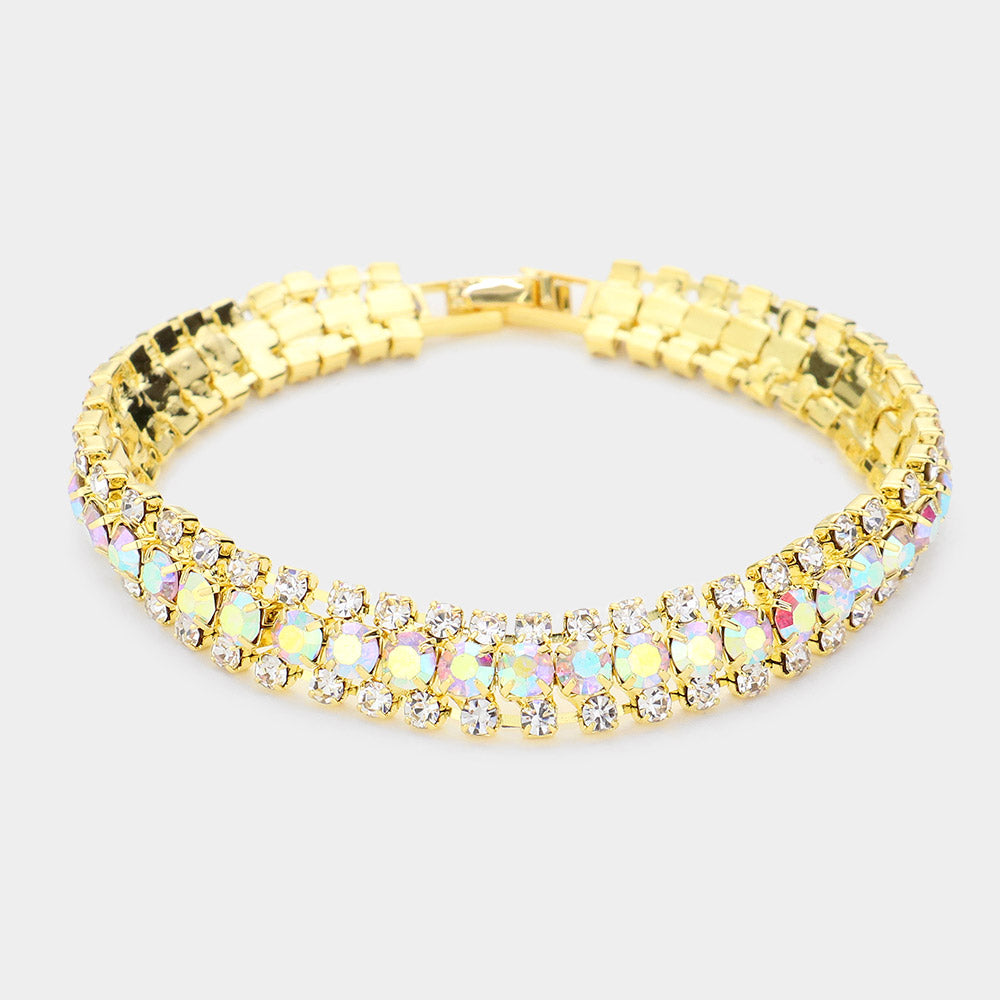 Madeline Love AB, Gold Crystal Rhinestone Evening Bracelet
